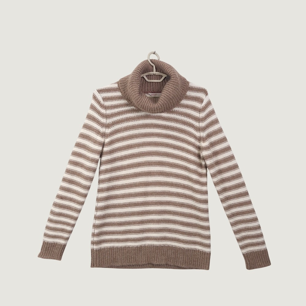 Banana Republic Heritage Sweater XL Italian Wool Alpaca Mohair Striped Cowl Neck